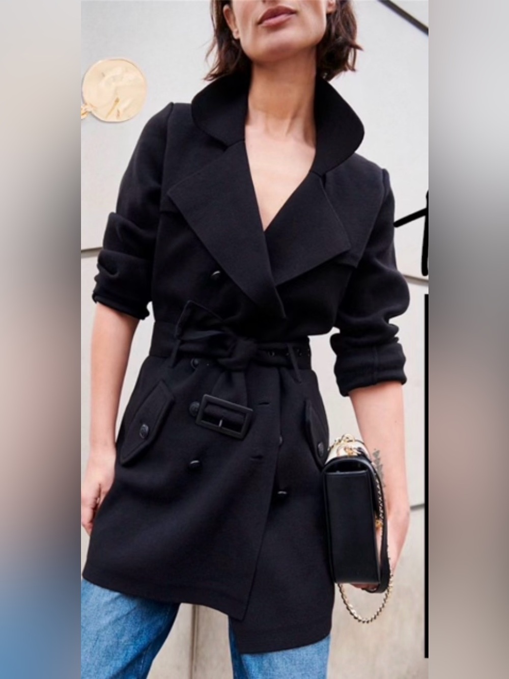 NWT - White House Black Market Sweater Trench Coat - Black - Medium